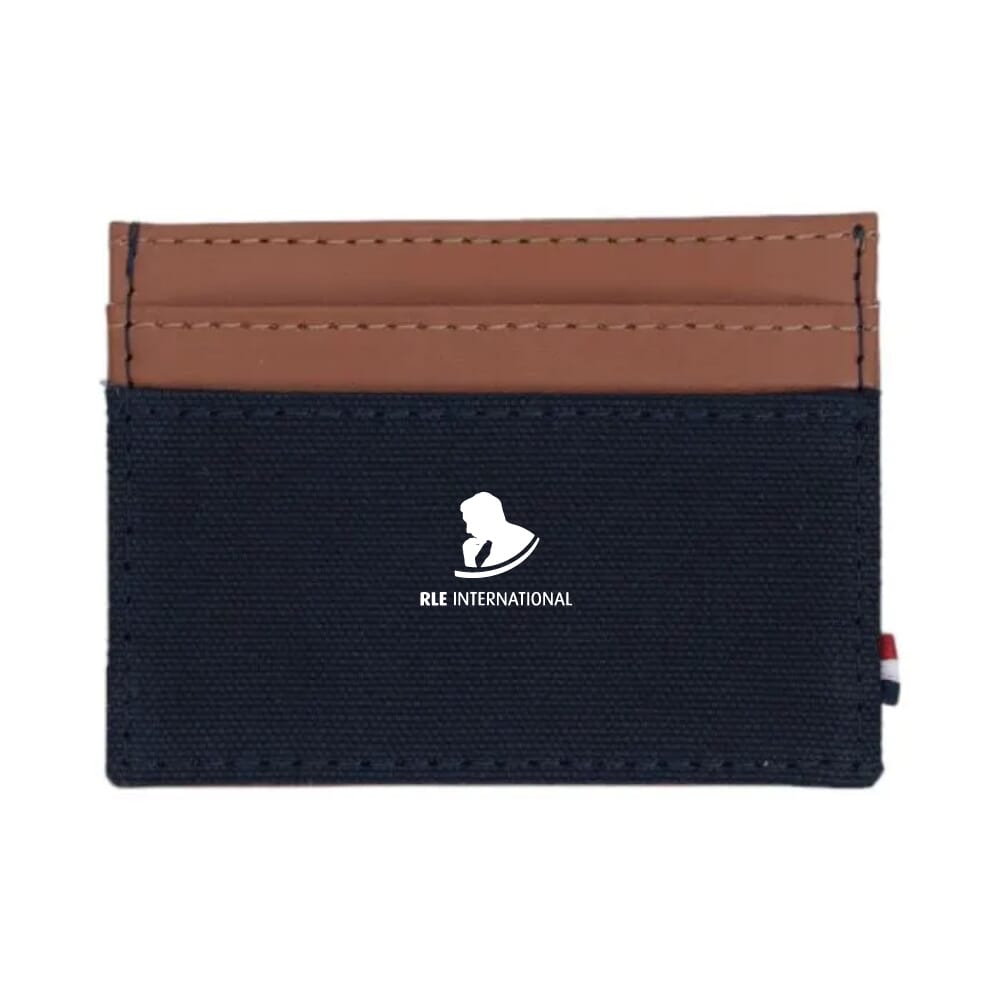 Houston Card Wallet- Navy Blue with Tan